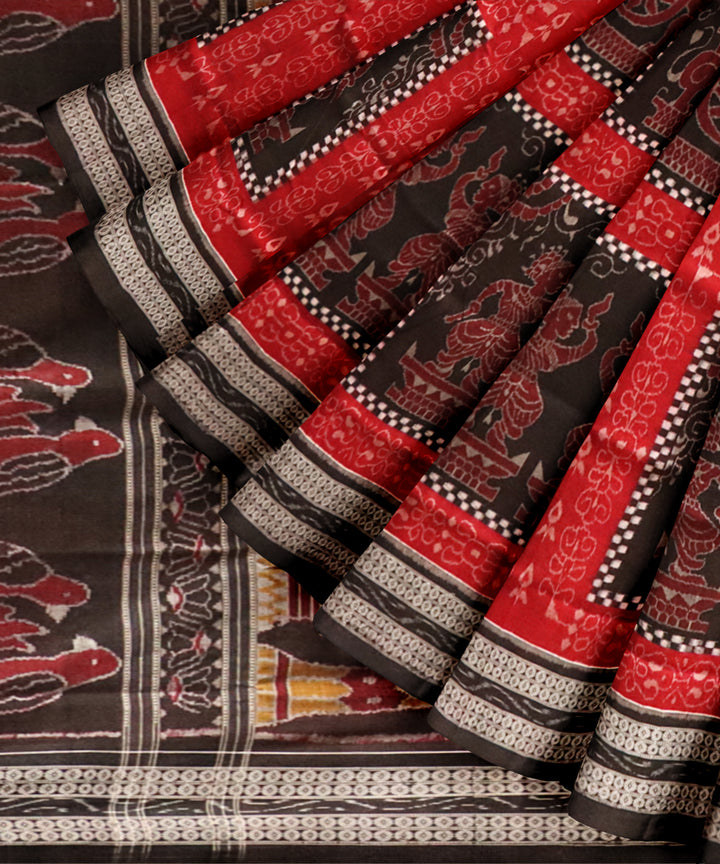 Multi color black handloom sambalpuri cotton saree