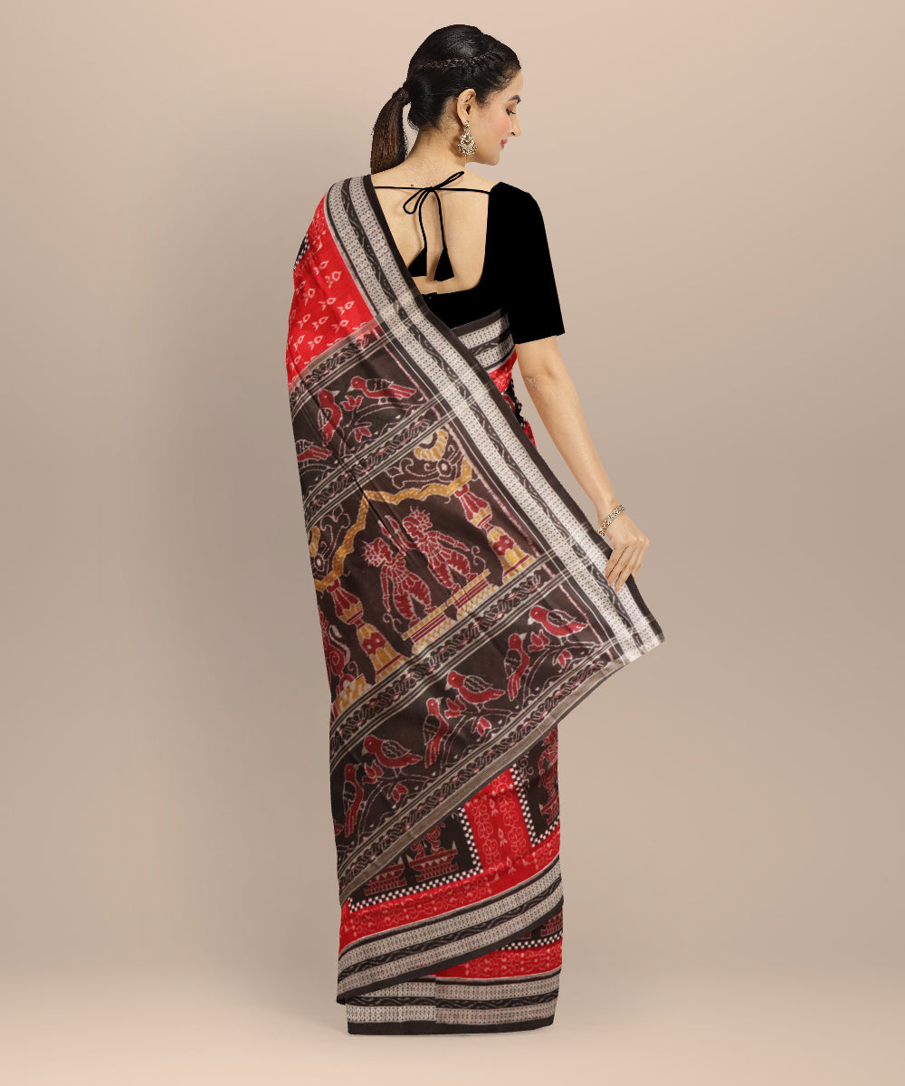 Multi color black handloom sambalpuri cotton saree