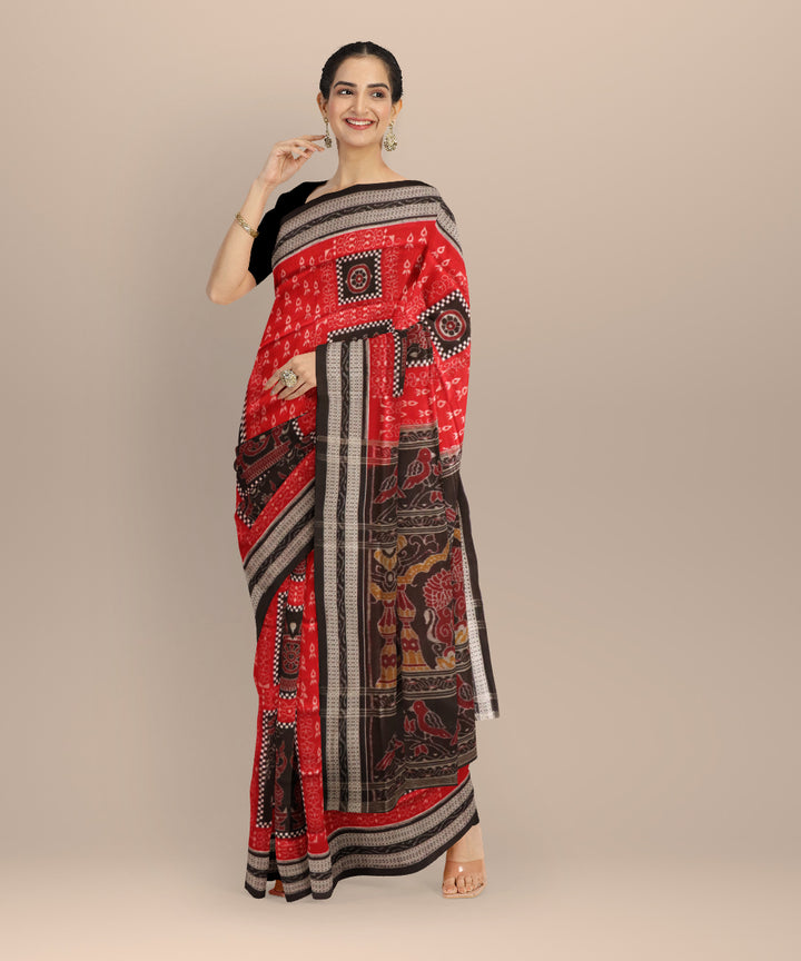 Multi color black handloom sambalpuri cotton saree