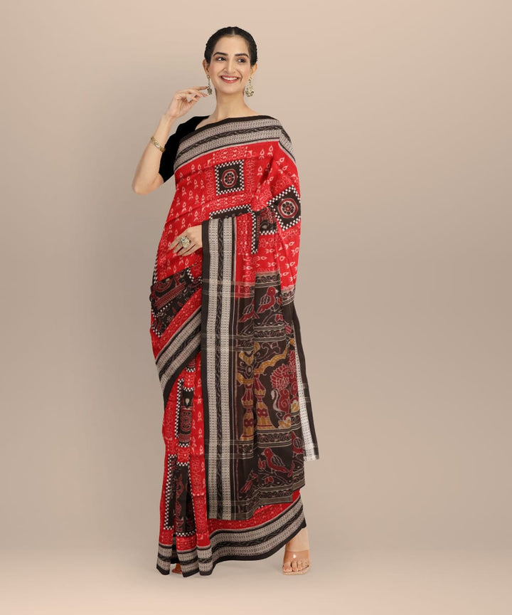 Multi color black handloom sambalpuri cotton saree