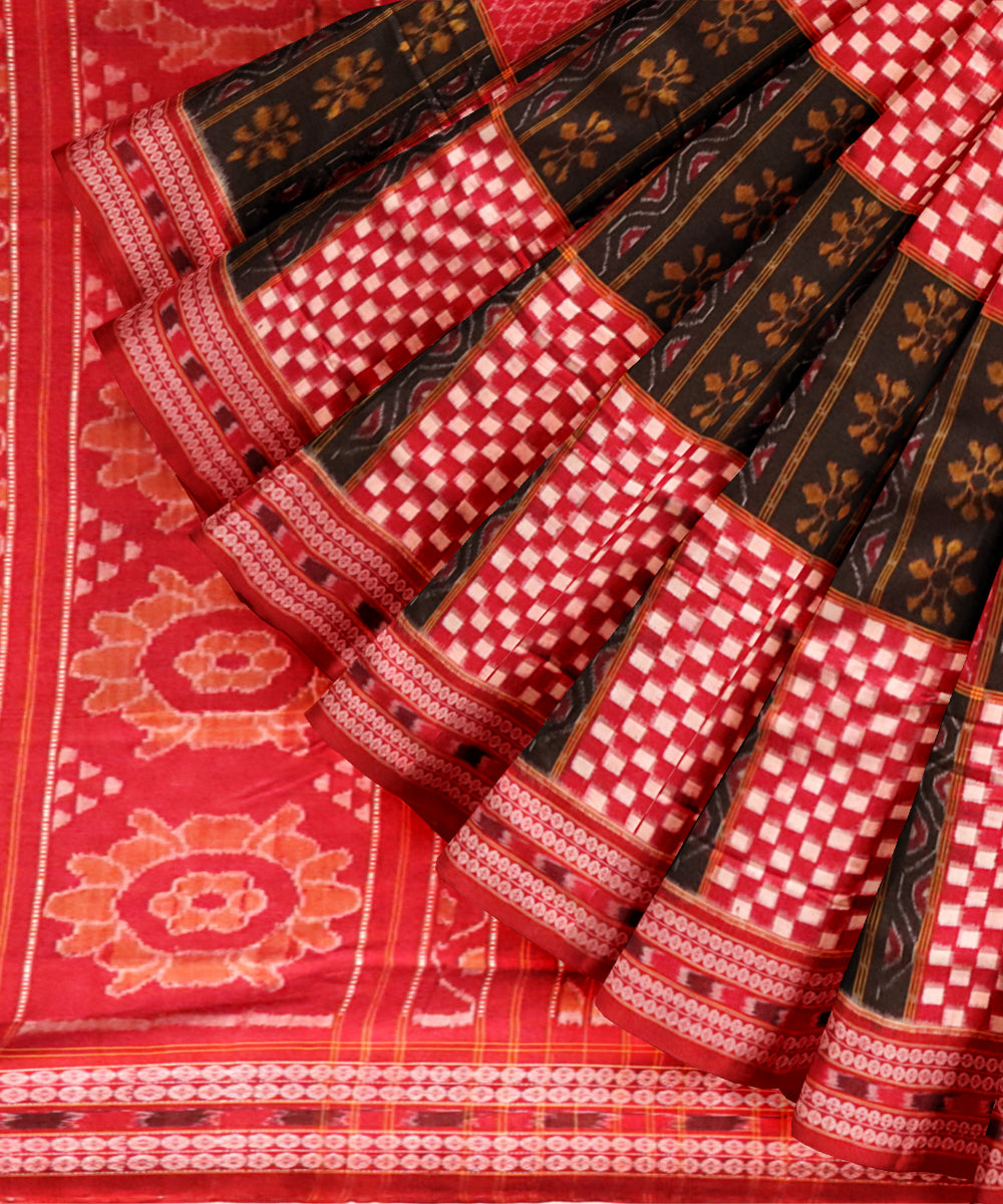Multicolor black cotton handloom sambalpuri saree