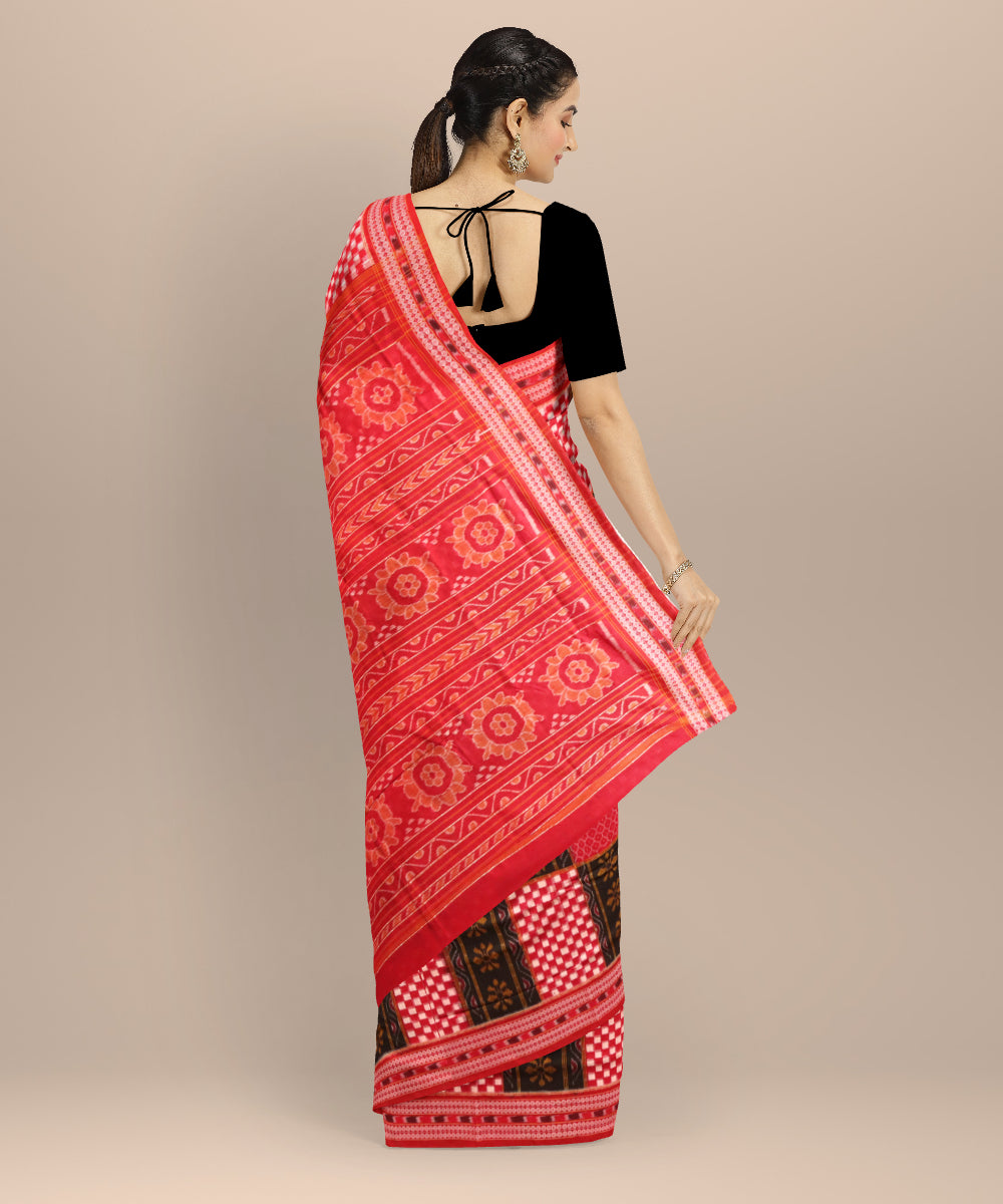 Multicolor black cotton handloom sambalpuri saree