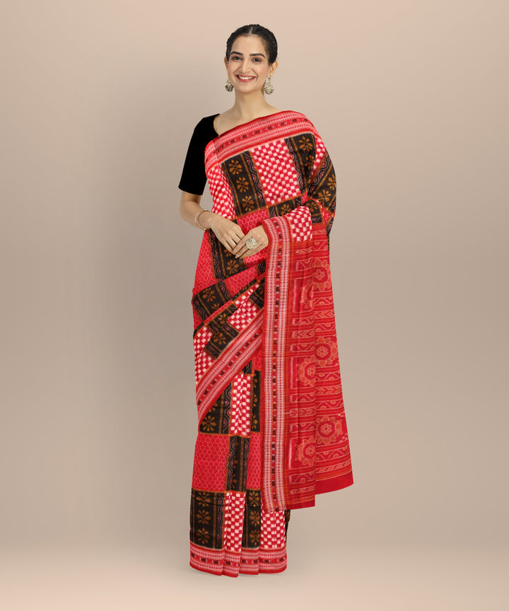 Multicolor black cotton handloom sambalpuri saree