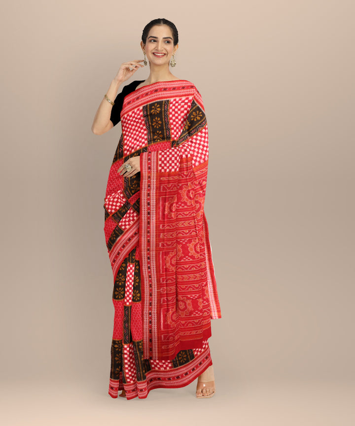 Multicolor black cotton handloom sambalpuri saree