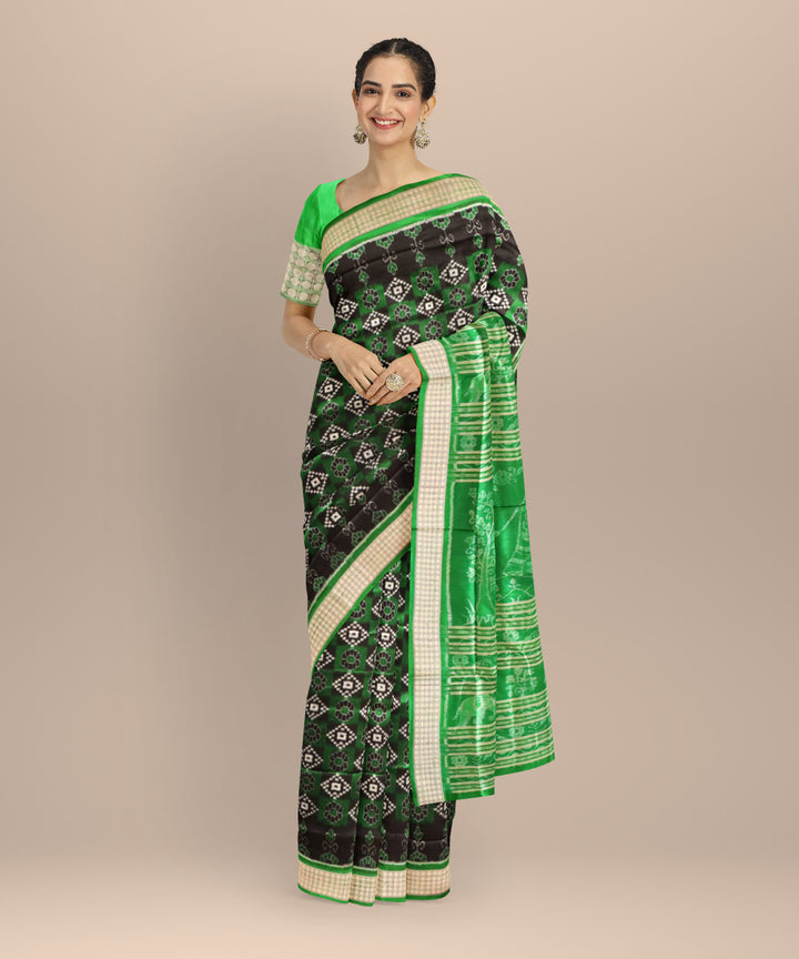 Black dark green silk handloom sambalpuri saree