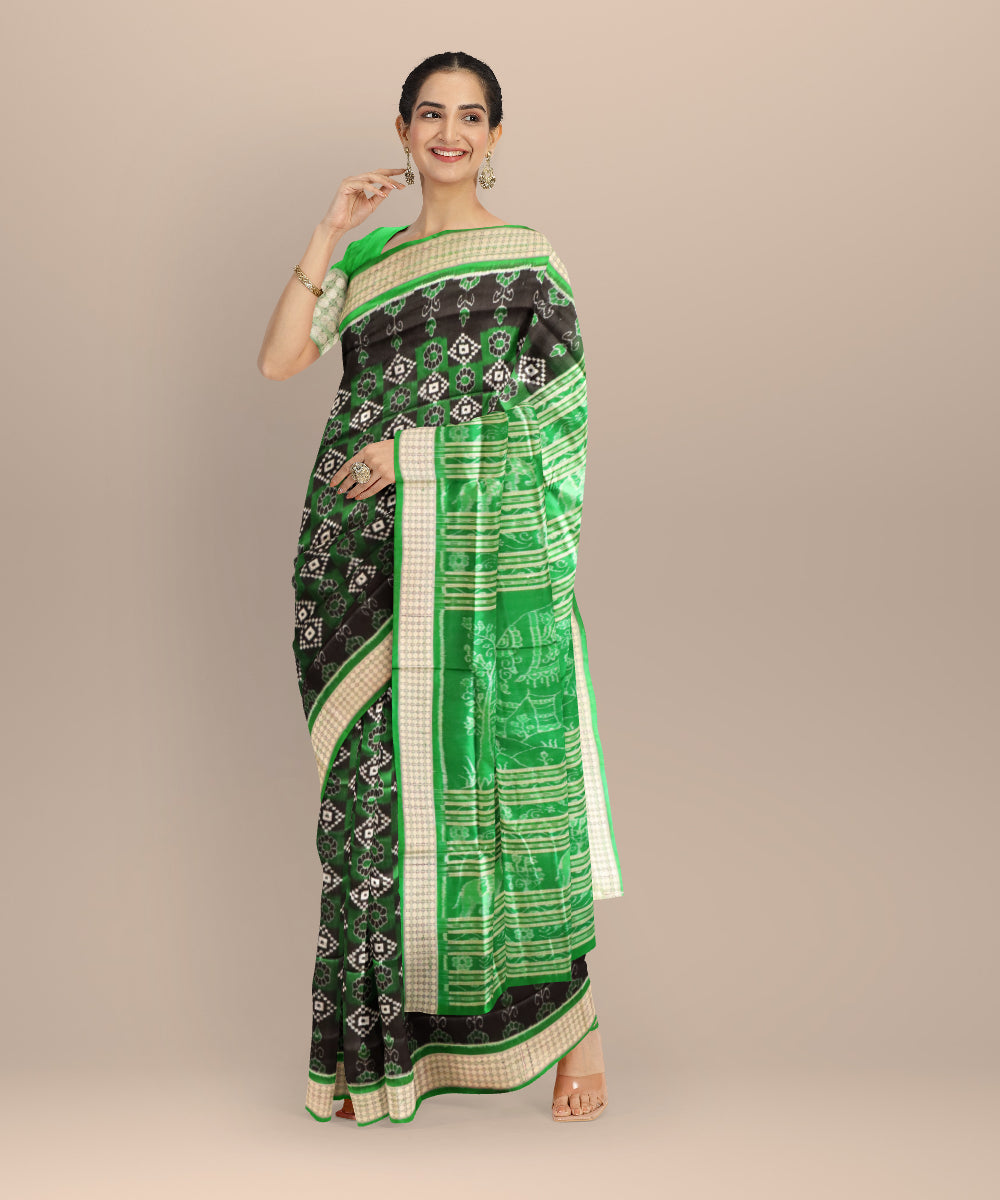 Black dark green silk handloom sambalpuri saree
