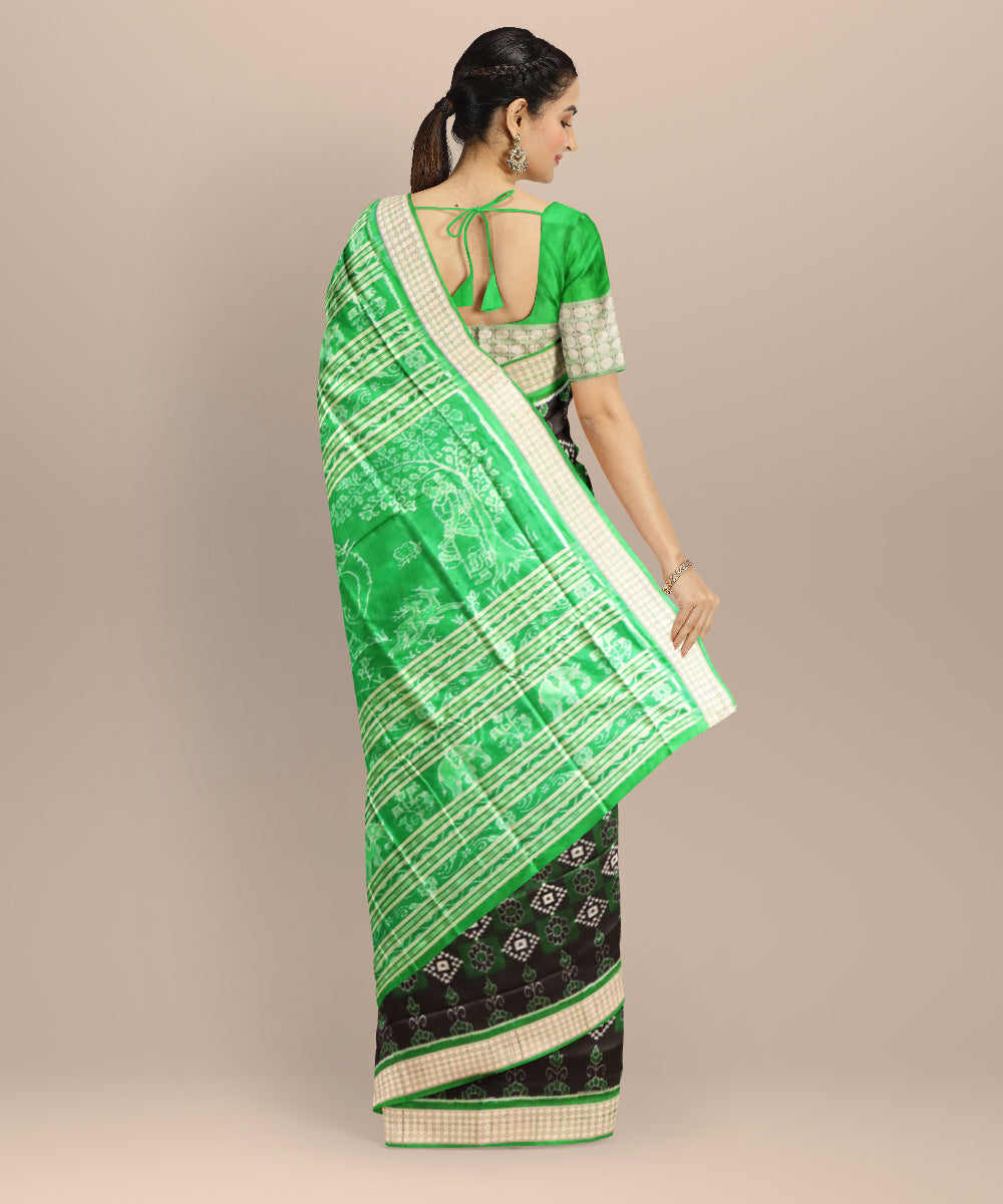 Black dark green silk handloom sambalpuri saree