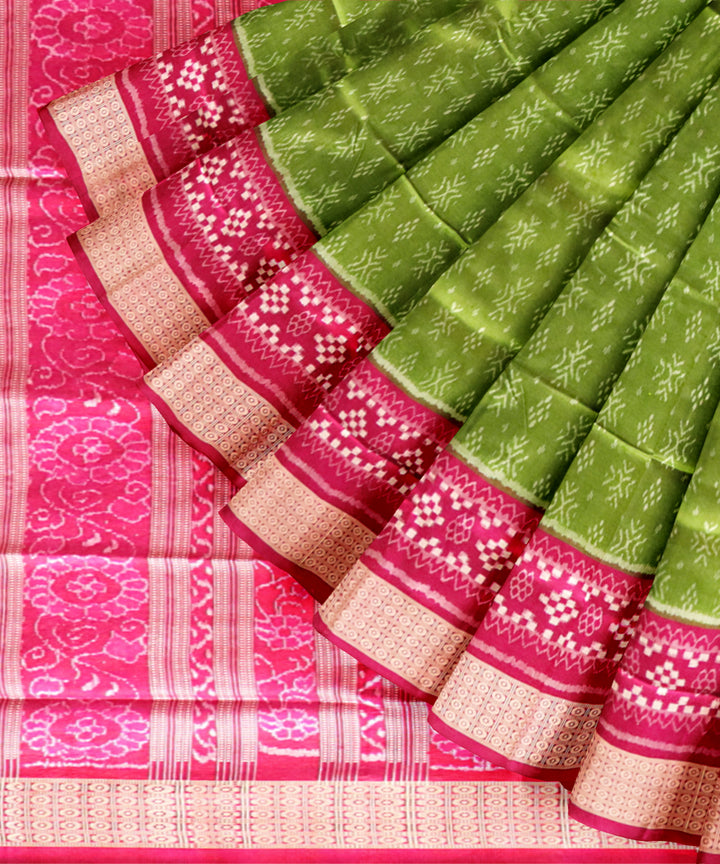 Dark green fashion fuchsia silk handloom sambalpuri saree