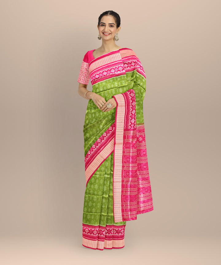 Multicolor dark red handloom sambalpuri silk saree