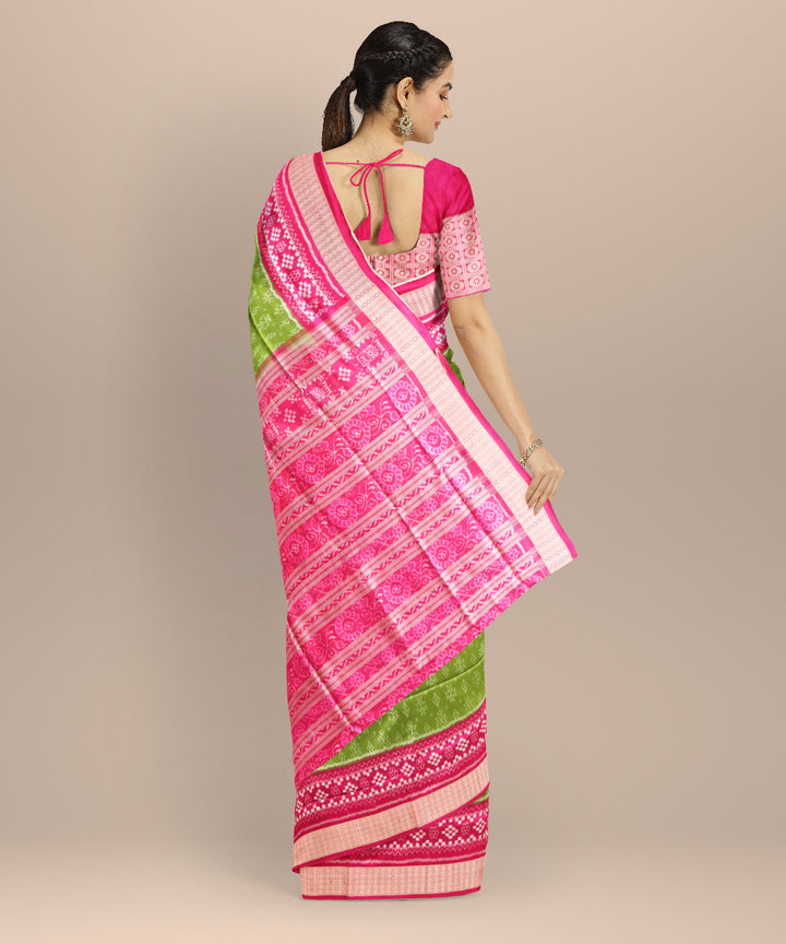 Dark green fashion fuchsia silk handloom sambalpuri saree