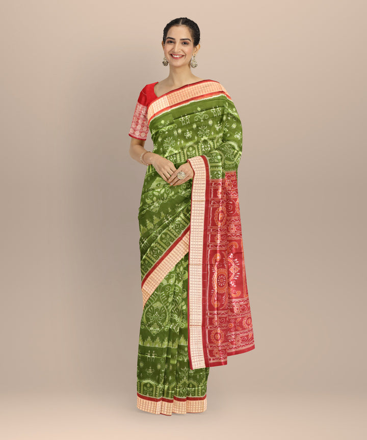 Teal green maroon handloom sambalpuri silk saree