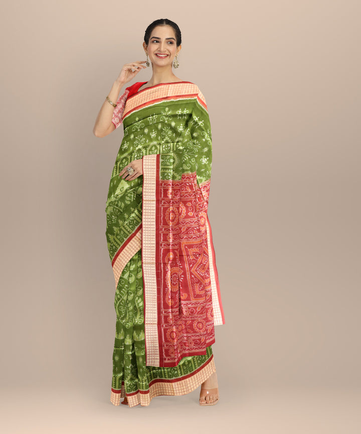 Teal green maroon handloom sambalpuri silk saree