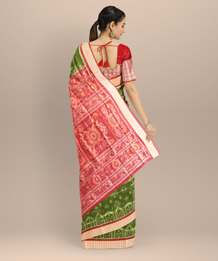 Teal green maroon handloom sambalpuri silk saree