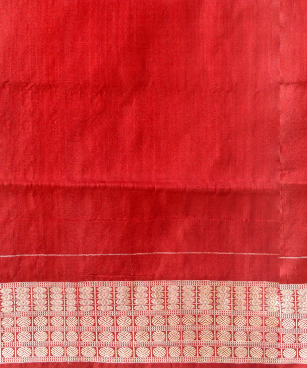Teal green maroon handloom sambalpuri silk saree