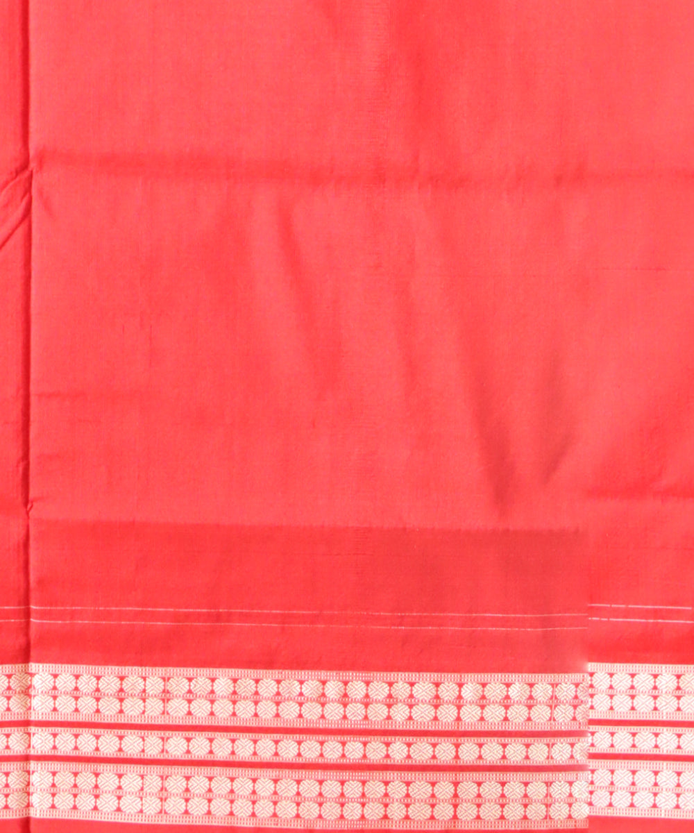 Teal green dark red handloom silk sambalpuri saree