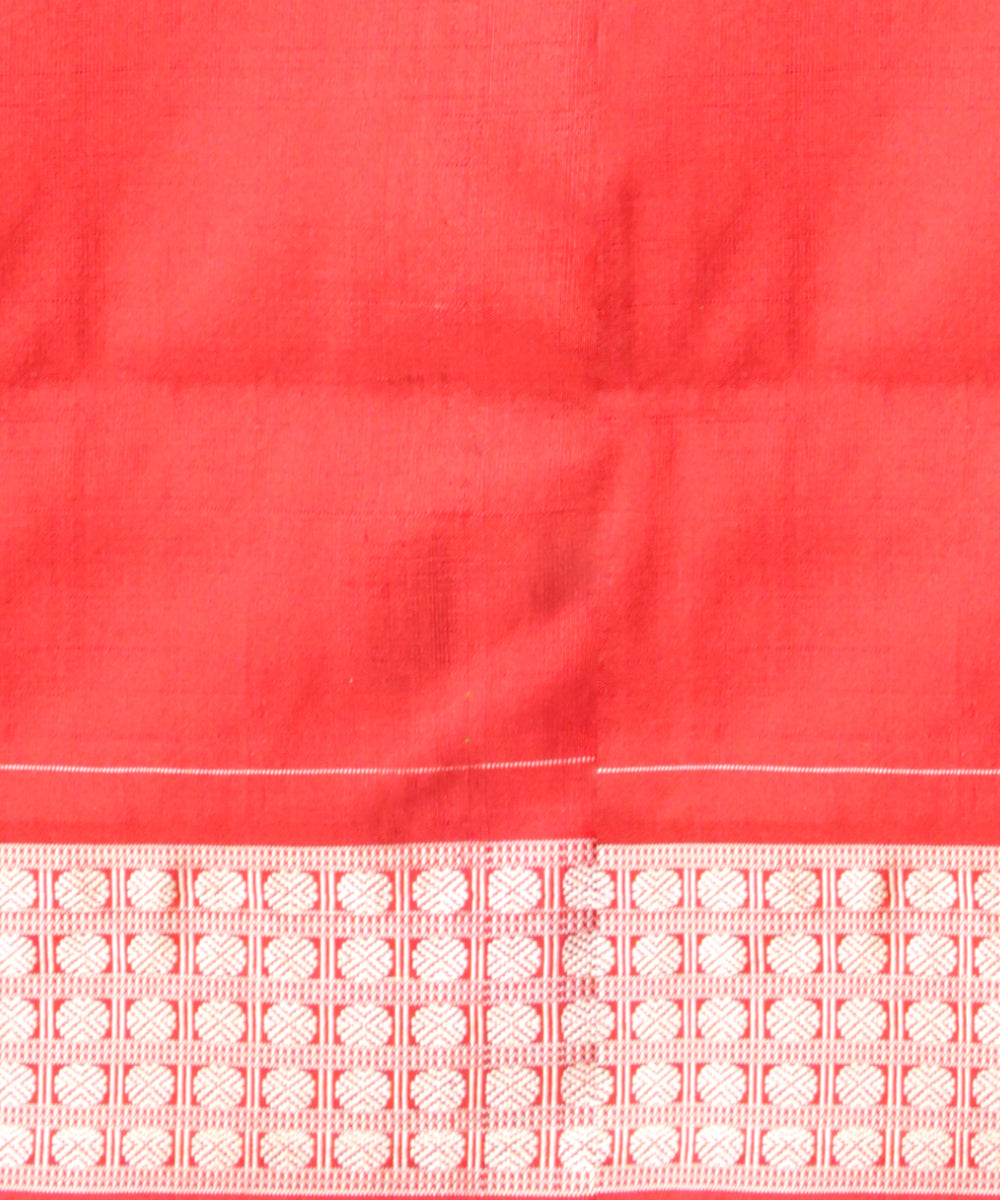 Dark green dark red silk handloom sambalpuri saree