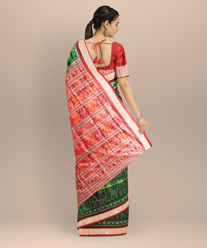 Dark green maroon silk handloom sambalpuri saree