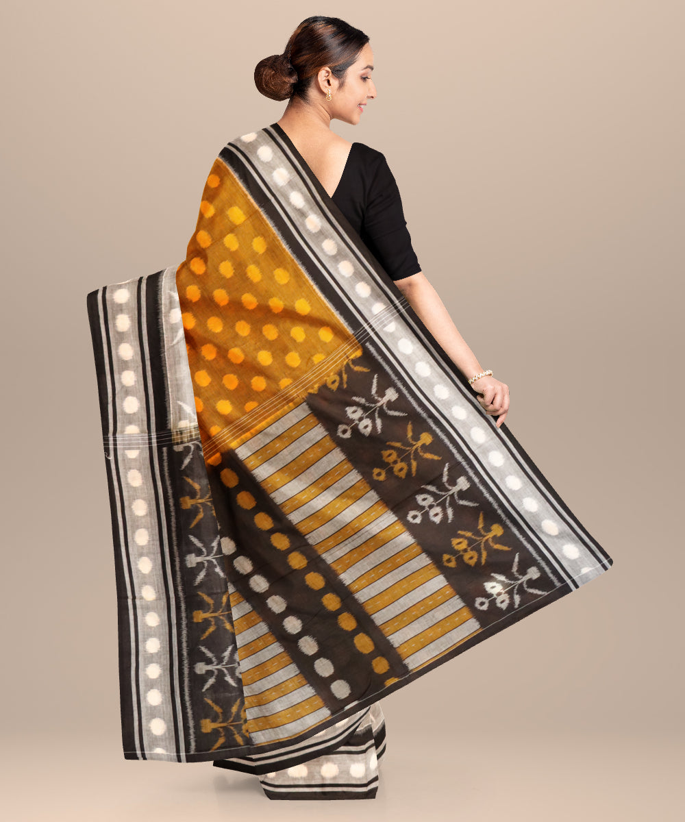 Gray fulvous black cotton handloom nuapatna saree