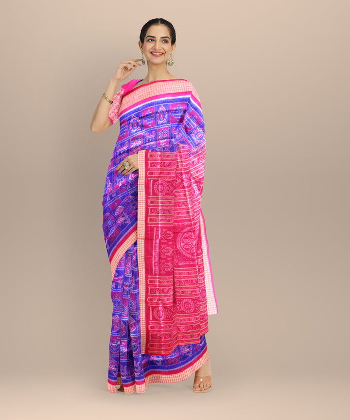 Multicolor fashion fuchsia silk handloom sambalpuri saree