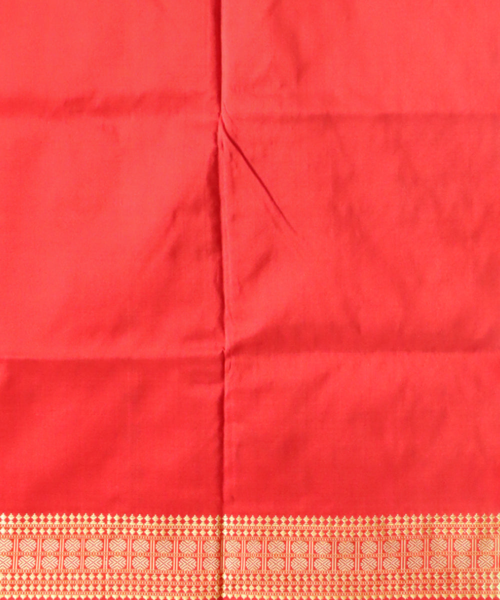 Dark green dark red silk handloom bomkai saree