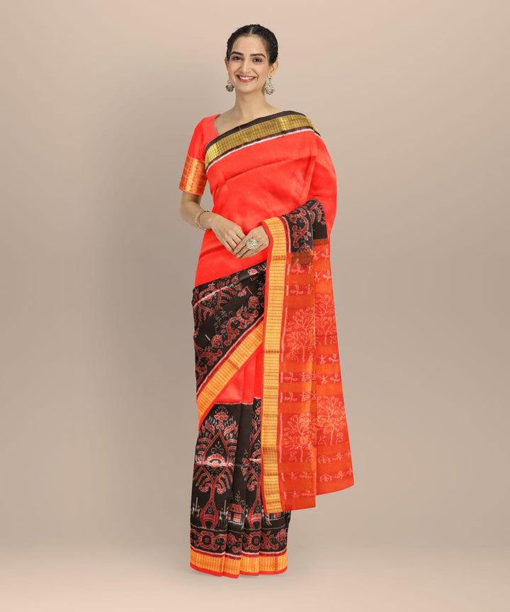 Red black silk handloom sambalpuri saree
