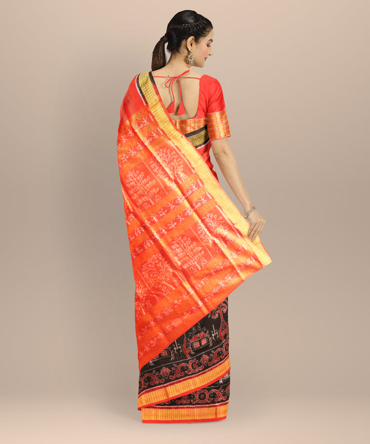Red black silk handloom sambalpuri saree