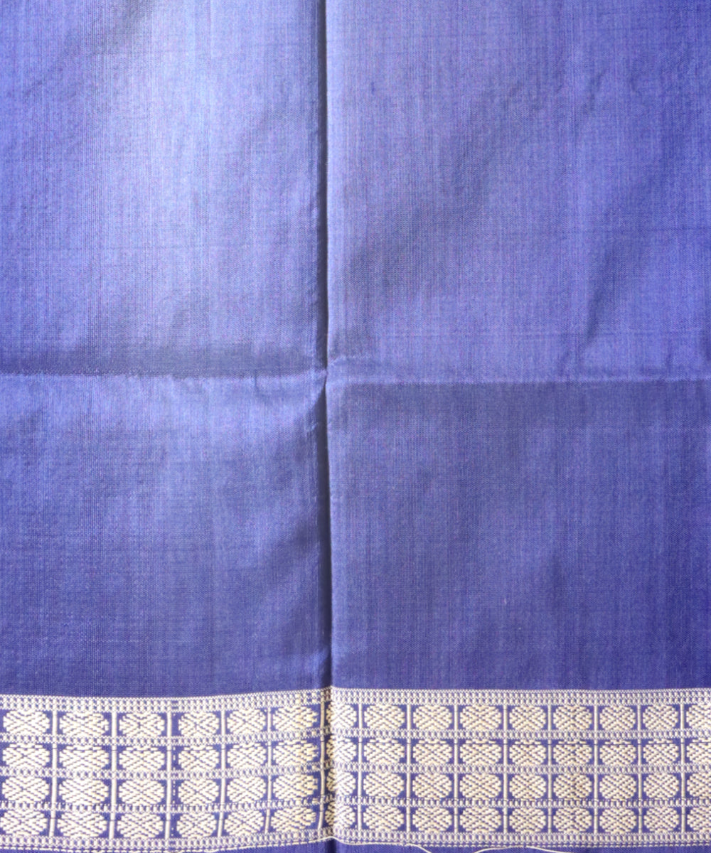 Cyan blue cyber grape silk handloom bomkai saree