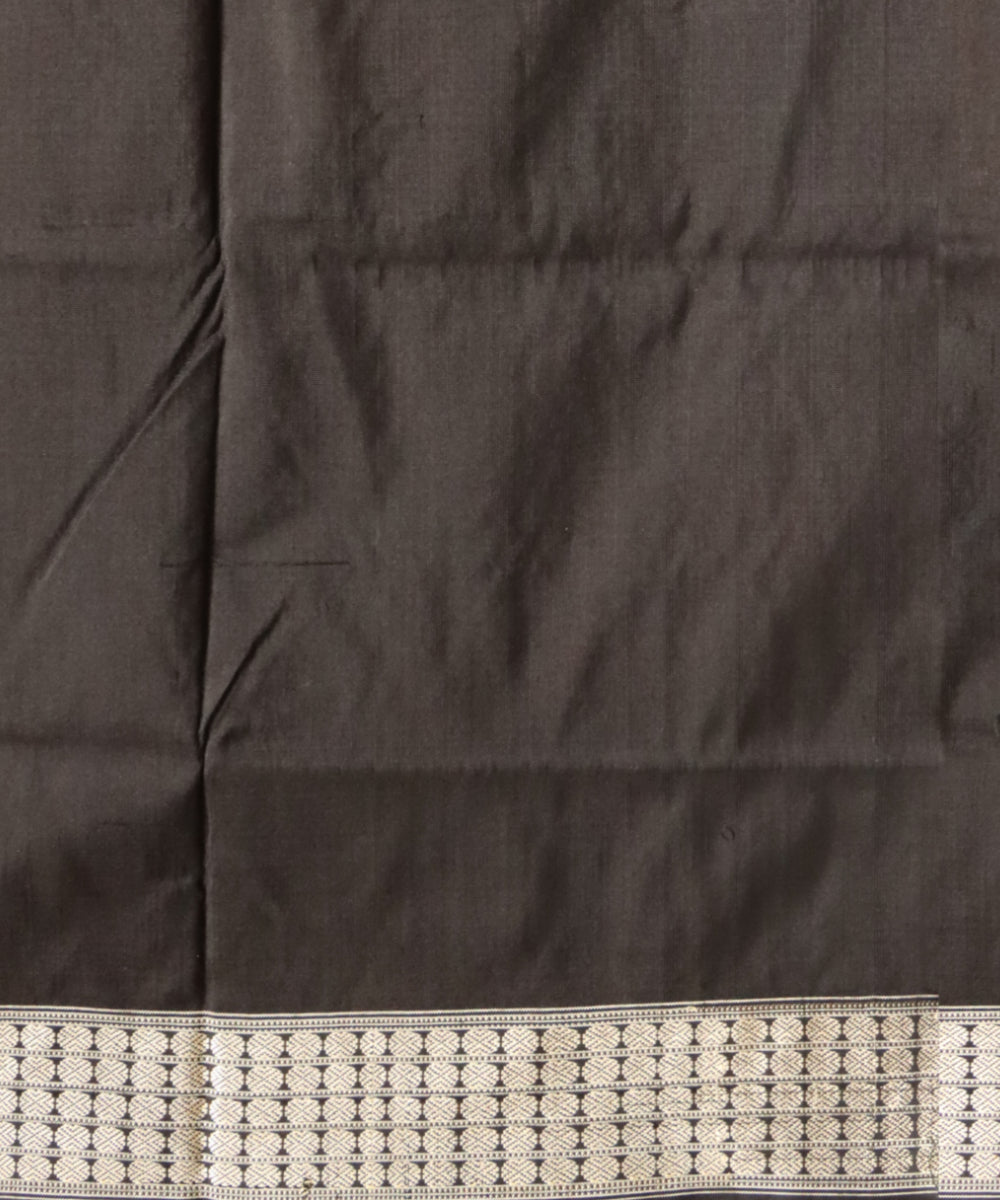 Cyan blue black silk handloom bomkai saree