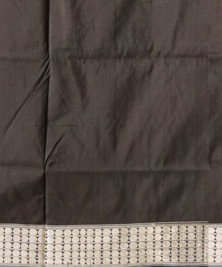 Cyan blue black silk handloom bomkai saree