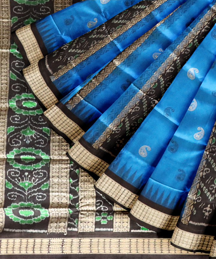Multicolor black striped silk handloom sambalpuri saree