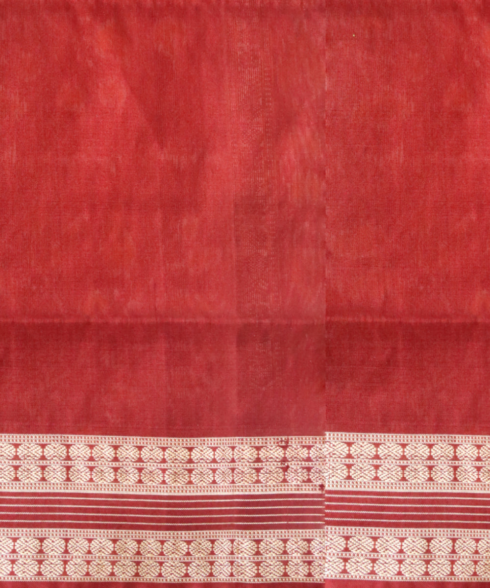 Lime green maroon silk handloom bomkai saree