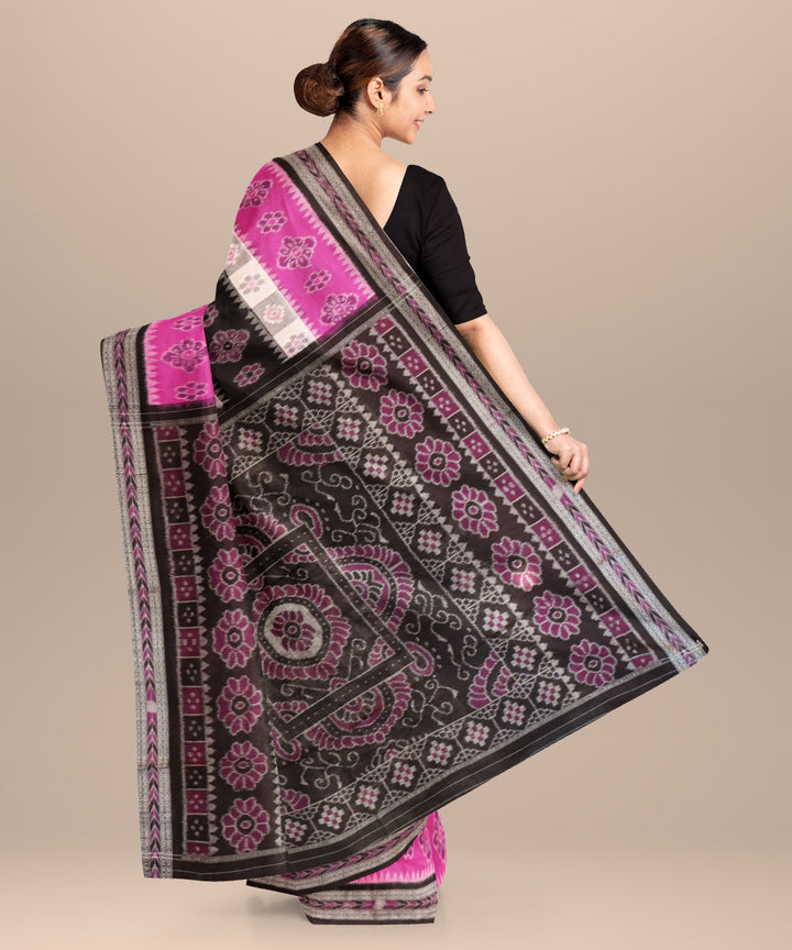 Fandango white black cotton handloom nuapatna saree