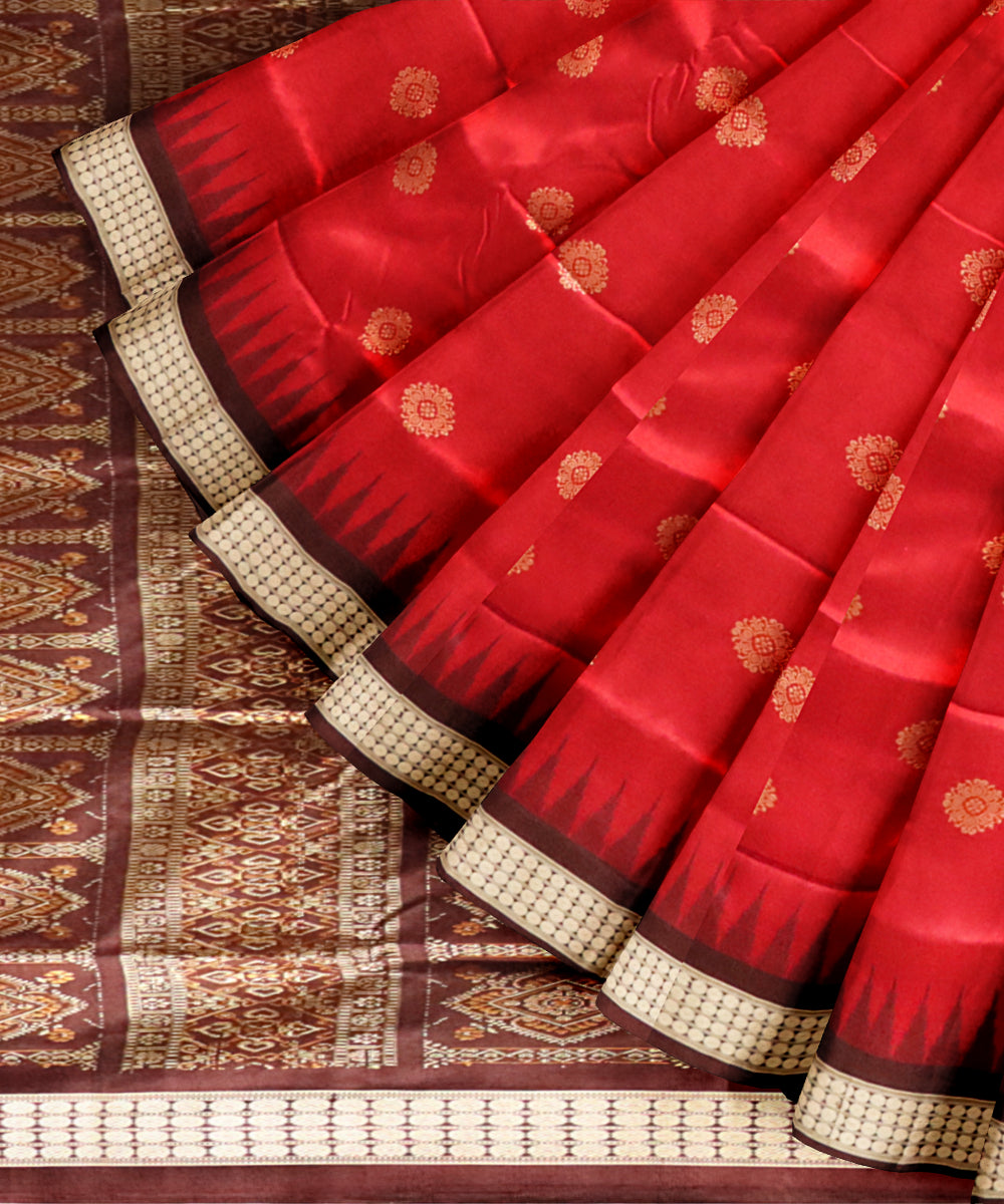 Red coffee silk handloom bomkai saree