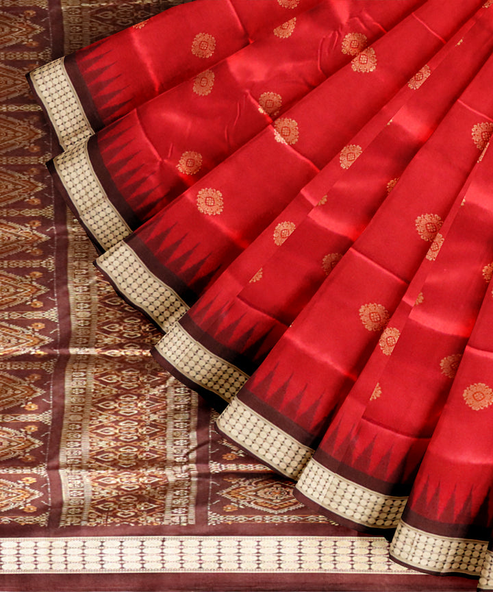 Red coffee silk handloom bomkai saree
