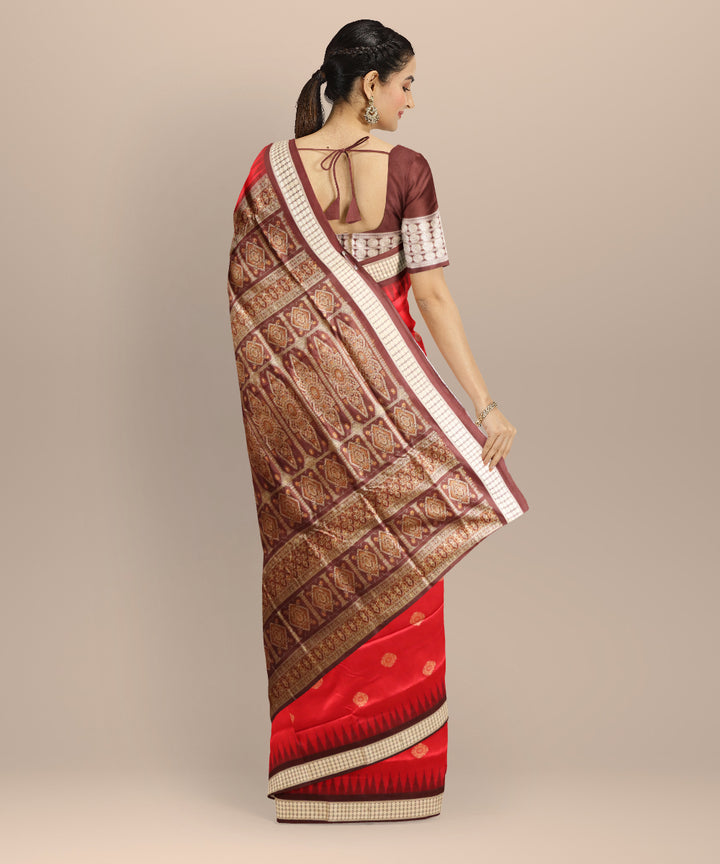 Red coffee silk handloom bomkai saree