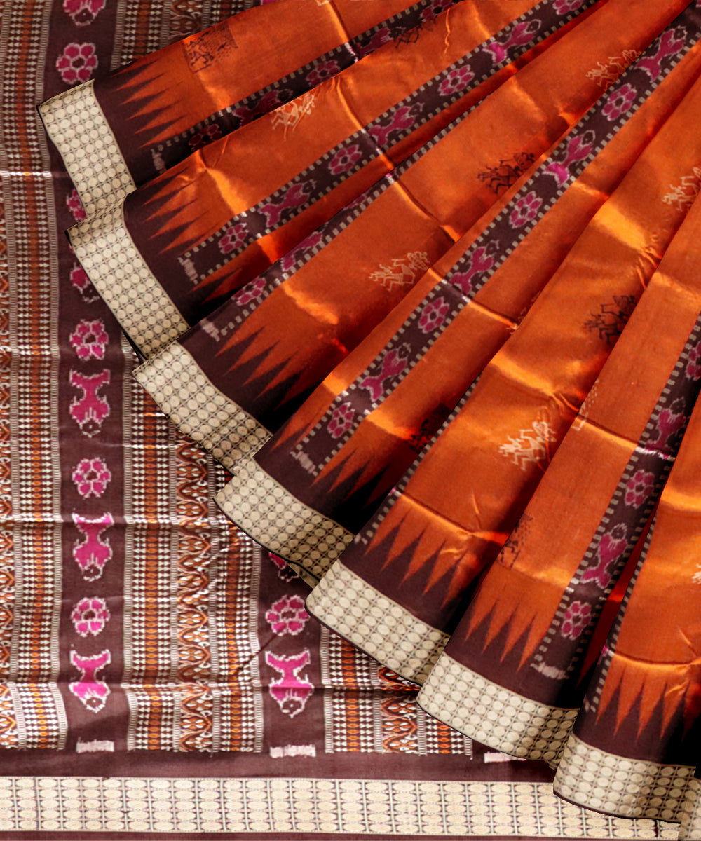 Mustard coffee silk handloom sambalpuri saree