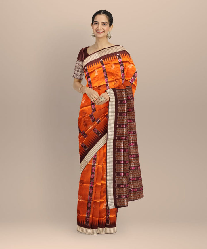 Mustard coffee silk handloom sambalpuri saree