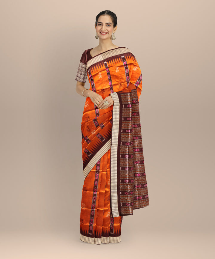 Mustard coffee silk handloom sambalpuri saree