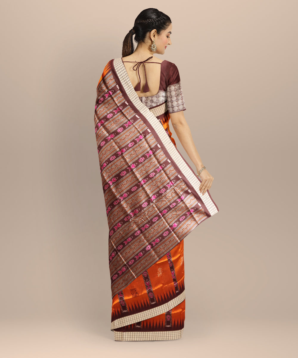 Mustard coffee silk handloom sambalpuri saree