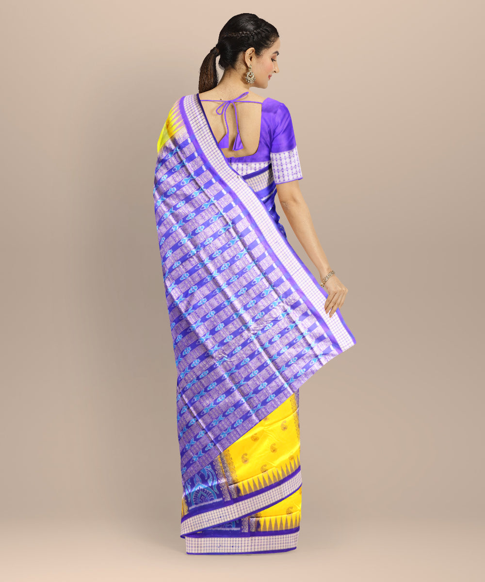 Multicolor dark blue silk handloom bomkai saree