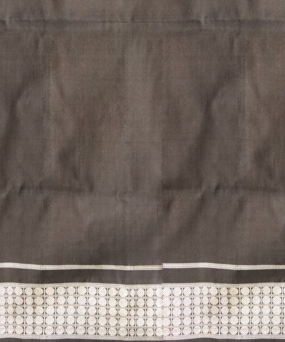 Dark green black silk handloom bomkai saree