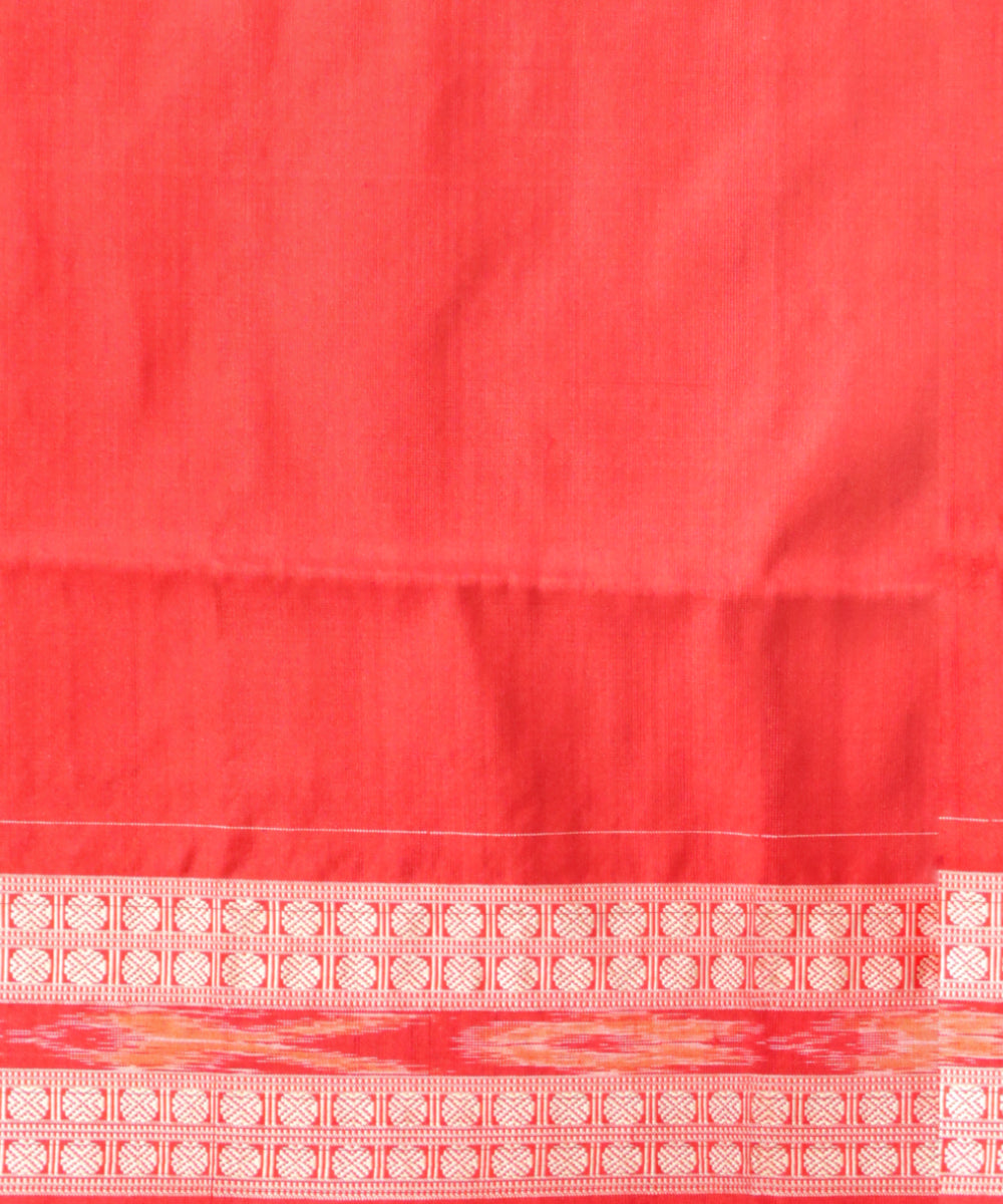 Multicolor dark red silk hand loom sambalpuri saree
