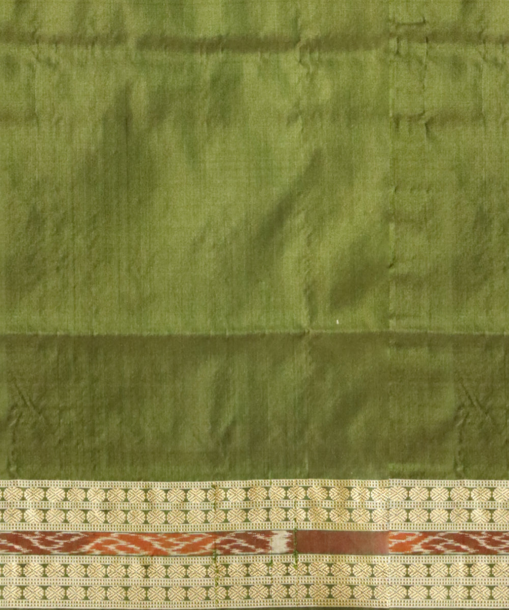Orange dark olive green silk handloom sambalpuri saree