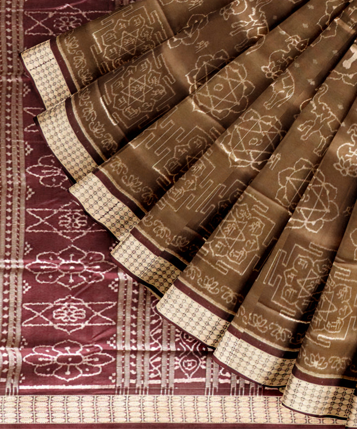 Brown caput mortuum silk handloom sambalpuri saree