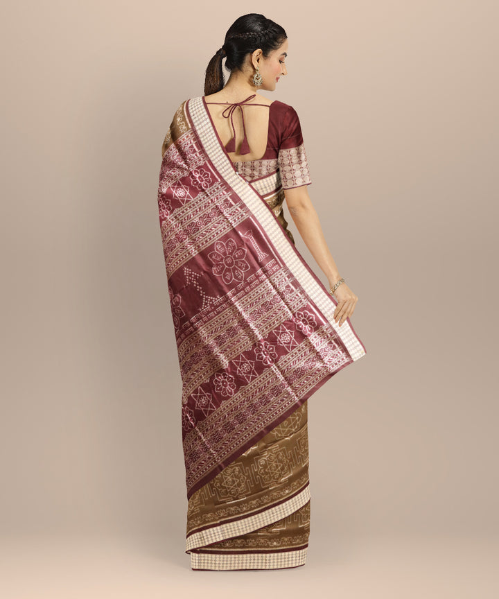 Brown caput mortuum silk handloom sambalpuri saree