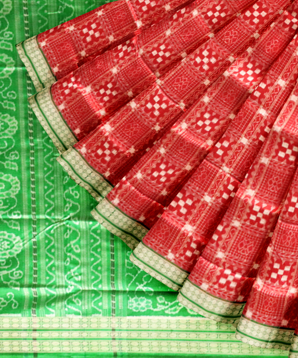 Red forest green silk handloom sambalpuri saree
