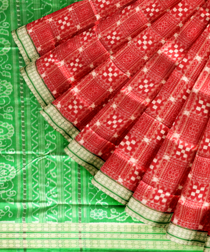 Red forest green silk handloom sambalpuri saree