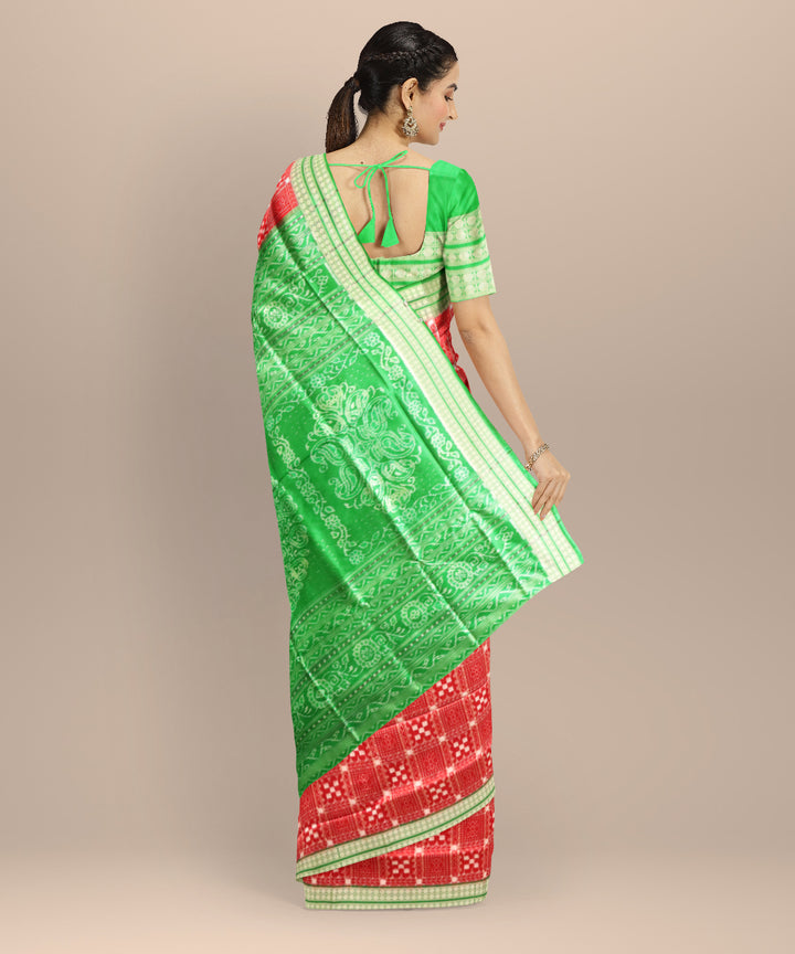 Red forest green silk handloom sambalpuri saree