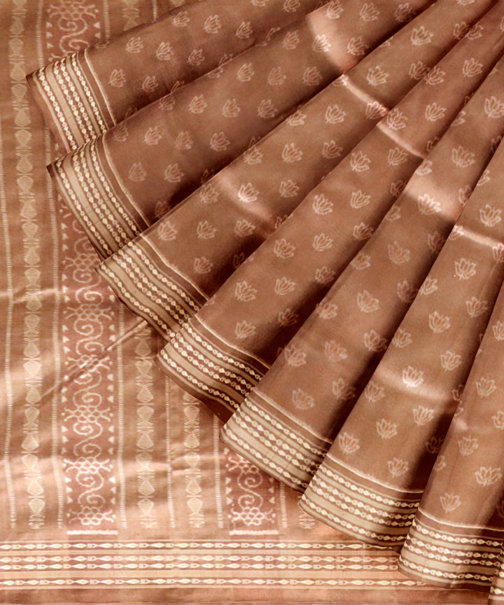 Beige french beige silk handloom sambalpuri saree