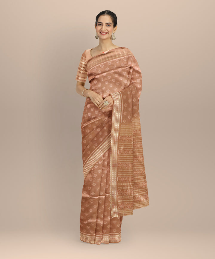 Beige french beige silk handloom sambalpuri saree